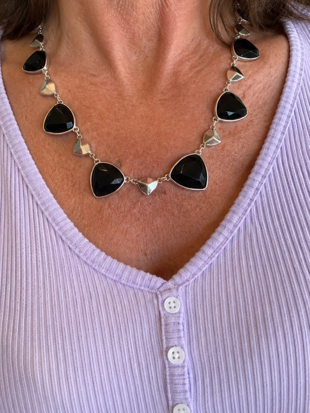 NWT White House Black Market Faceted Black Crystal Statement Necklace